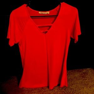 Red, Liberty Love V-neck casual blouse